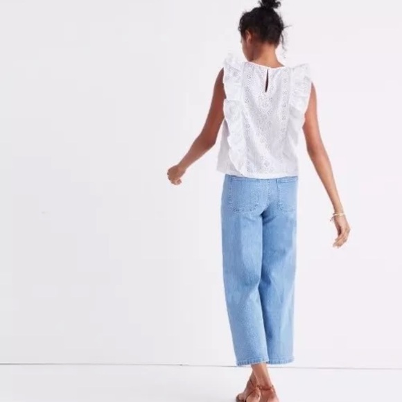 NEW Madewell bellflower people blouse top eyelet lace Alexa Chung button free - Picture 3 of 6